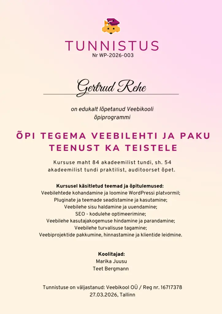 veebikooli cert kodulehele